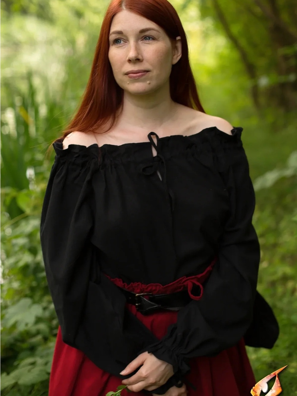 Epic Armoury LARP Black Off-Shoulder Peasant Blouse